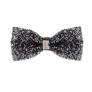 Mens Womens Rhinestone Bow Tie Satin Sequin Black